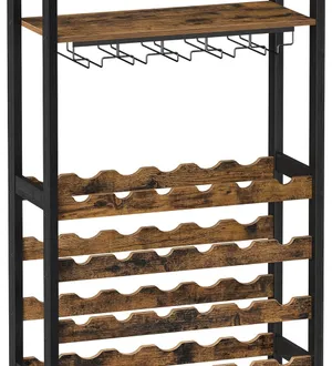 Scaffale per Bottiglie di Vino e Calici, Portabicchieri, Cantinetta